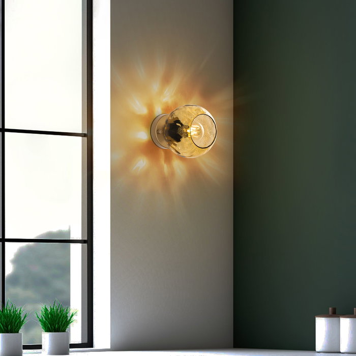 Opviq Benek - 15 - 14404 Lámpara de Pared de Metal y Vidrio Amarillo y Dorado